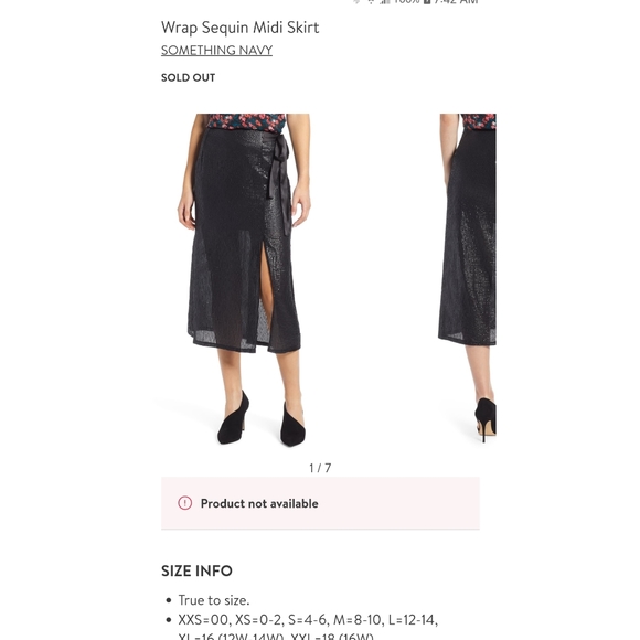 Something Navy Sequin Wrap Midi Skirt, NWT - Picture 6 of 6